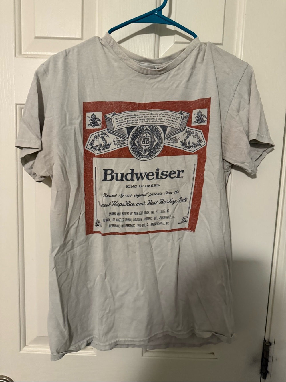 Budweiser White Tee with Red Graphic Label